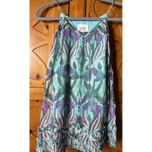 Label Ritu Kumar Yazmin Top Sz Small Turquoise  Ruffle Bib Crinkle Viscose Boho